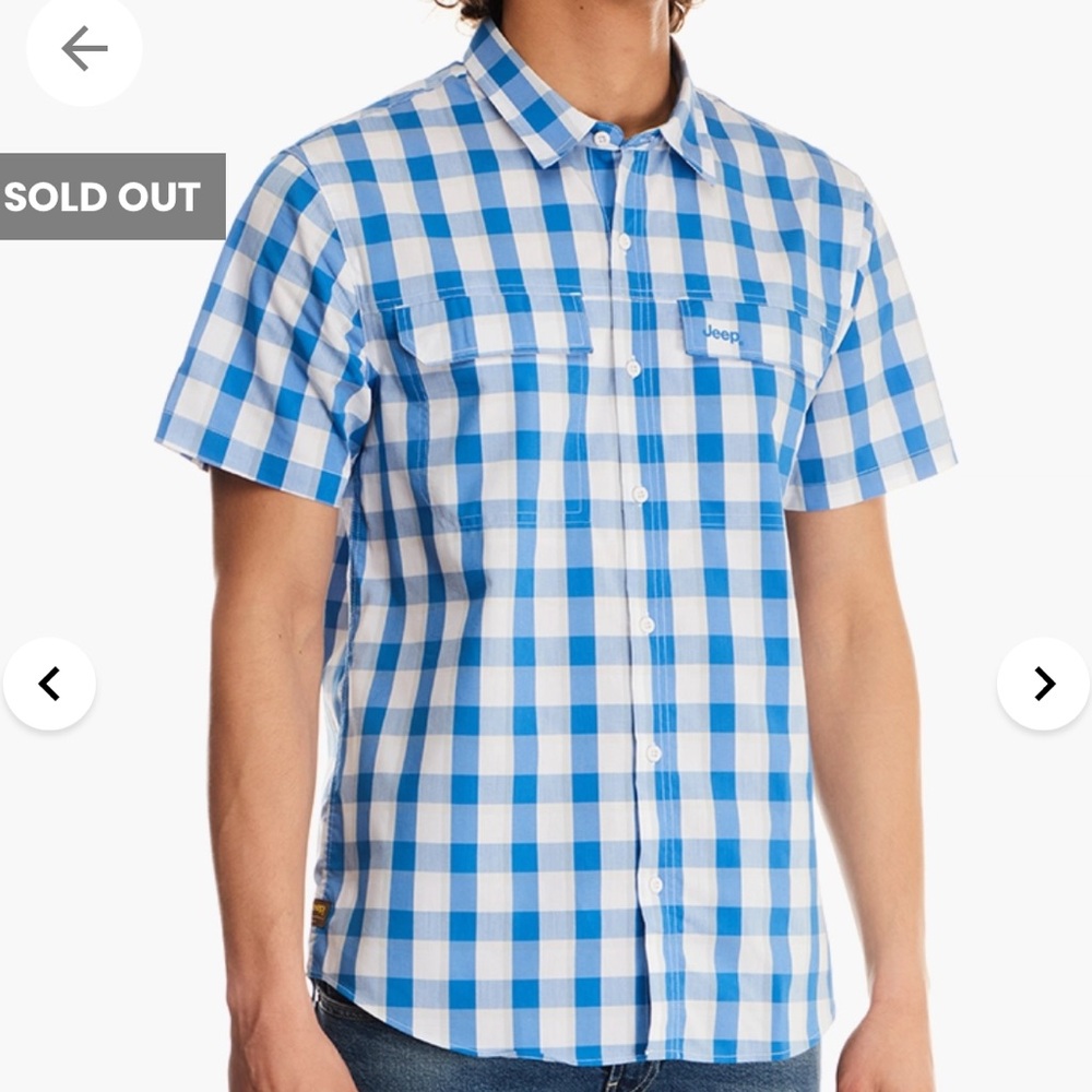 Jeep Brand Men's Atlantic Blue & Smog Short Sleeve Button Down Shirt Size 4XL